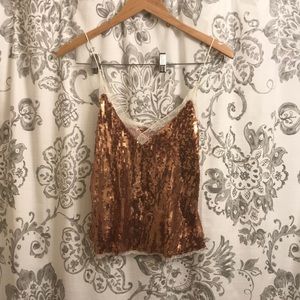 Free People rose gold sequin cami